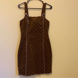 Polka dot corduroy overall dress small